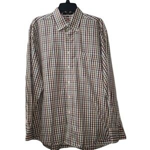 Alan‎ Flusser Plaid Button Down Long Sleeve Dress Shirt, XL